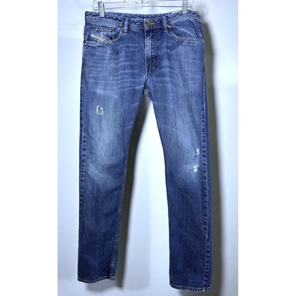 Diesel Jeans Men 32 32 Blue Shioner Slim Skinny Denim Cotton Distressed ORN31